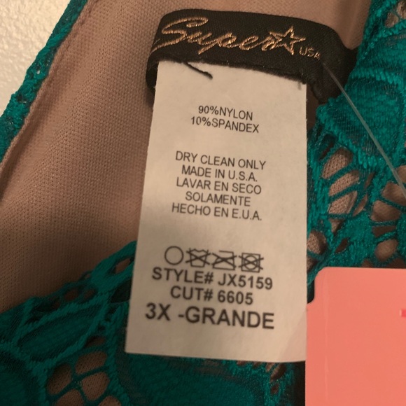 Green Lace High Low Dress plus size 3x - Picture 5 of 8